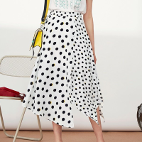 【专柜同款】拉夏贝尔新气质波点不规则半身裙中长款高腰一片式长裙小清新裙子10017721 混色 S
