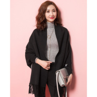 【福利款】拉夏贝尔女式九分袖开衫流苏针织毛衣外套