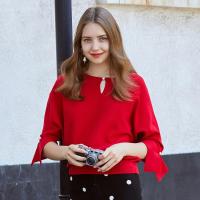 拉夏贝尔装款毛衣针织衫A字型外套短袖女毛针织衫10022505