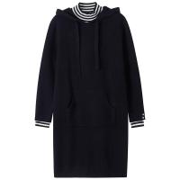 拉夏贝尔新款韩版宽松显瘦气质打底内搭中长款针织裙子女士学生