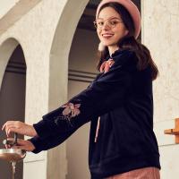 拉夏贝尔春季长袖韩版宽松套头基础款学生时尚运动休闲连帽卫衣