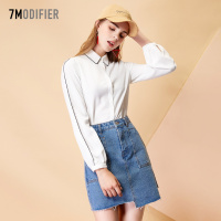 拉夏贝尔雪纺衫衬衫女装冬季新款白色长袖衬衣冷淡风高级设计感打底