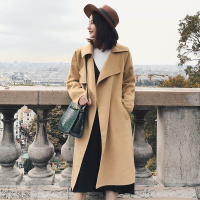 拉夏贝尔羊毛双面尼女款大衣中长款毛呢韩版潮秋冬款昵子外套高端
