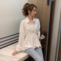 拉夏贝尔Laetia2020秋季女装时尚收腰裙摆衬衫903610027