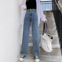 拉夏贝尔Laetia【苏】高腰阔腿裤牛仔裤女宽松直筒装女裤新款903610043