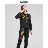 拉夏贝尔Laetia 运动套装2020秋冬新款女潮牌时尚学生显瘦休闲套装903610077