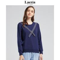 拉夏贝尔Laetia 长袖卫衣女2020秋新款韩版时尚薄款圆领上衣903610168