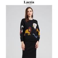 拉夏贝尔Laetia 网红针织套装秋季2020新款动物世界洋气减龄两件套903610179