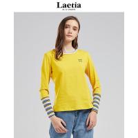 拉夏贝尔Laetia2假两件套头卫衣女020秋冬新款韩版时尚圆领条纹上衣903610140