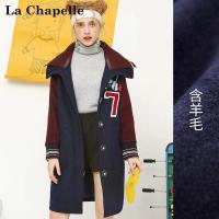 拉夏贝尔Puella秋冬新原宿学生宽松显瘦棒球服毛呢大衣女20011562