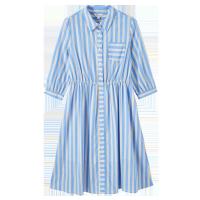 拉夏贝尔【专柜同款】7M韩版条纹衬衫连衣裙女装春季新款学生小清新中长款长袖针织裙子70012666 条纹混色 S