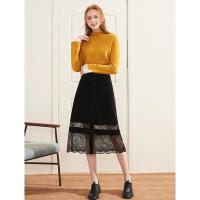 拉夏贝尔La Babite拉贝缇半身裙女装高腰半身长裙蕾丝拼接短裙子60009367