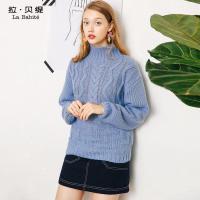 拉夏贝尔 拉贝缇针织衫女长袖秋季韩百搭宽松套头高领粗线毛衣加厚60006046