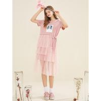 拉夏贝尔La BabiteT恤连衣裙子女装新款秋季流行小个子休闲法式智熏裙夏