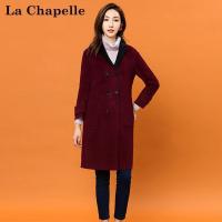 拉夏贝尔candie's秋冬新款韩版双排扣长袖羊毛呢大衣女30074190