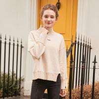 拉夏贝尔高领毛衣女秋冬季女装套头显瘦宽松针织打底衫很仙的毛针织衫60007455 米白 L