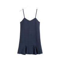 拉夏贝尔旗下冬女士韩版显瘦长袖内搭吊带格子连衣裙两件套裙套装60006206