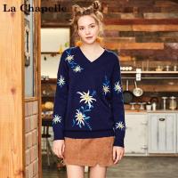 拉夏贝尔秋季女装新款韩版学生宽松显瘦v领毛衣女20011535