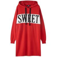 拉夏贝尔Puella裙子女装红色连衣裙中长款A字裙