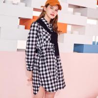 拉夏贝尔【专柜同款】旗下法式格子新款休闲清新连衣裙20013860_487 混色 S