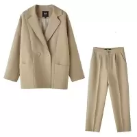 拉夏贝尔Puella西装套装女休闲气质职业女装时尚正装西服_817 S 卡其