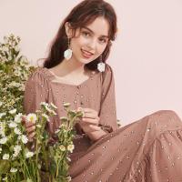 拉夏贝尔La Babite拉贝缇高腰法式桔梗裙子新款收腰显瘦高端气质连衣裙女夏