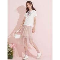拉夏贝尔【专柜同款】拉贝缇时尚套装裙女夏季新款上衣半身裙子两件套洋气网红_757 浅粉 S