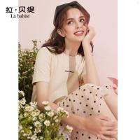 拉夏贝尔La Babite拉贝缇T恤连衣裙假两件拼接女装夏季新款流行休闲法式智熏裙