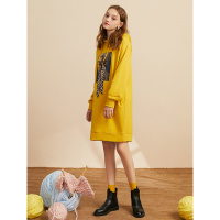 拉夏贝尔拉贝缇卫衣裙女装2019新款秋冬季长袖休闲时尚宽松法式连衣裙子