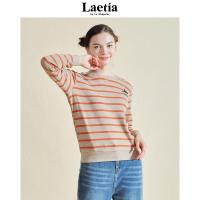 拉夏贝尔Laetia 长袖上衣2020秋冬新款条纹圆领小鳄鱼长袖903610888