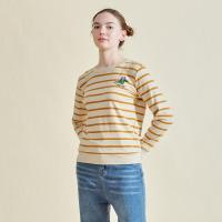 拉夏贝尔Laetia2020秋冬新款条纹小鳄鱼图案气质显瘦T恤打底长袖上衣903610892