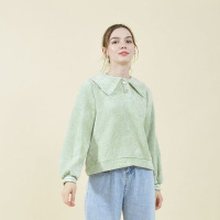 拉夏贝尔Laetia2020秋冬新款海军娃娃领宽松套头卫衣女百搭903611275