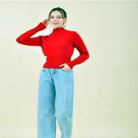 拉夏贝尔Laetia2020秋冬新款毛衣女季厚款短款半高领保暖904611257