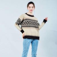 拉夏贝尔7M莫丽菲尔2020毛衣女秋冬复古撞色宽松大码显瘦毛衣韩范9047M0156