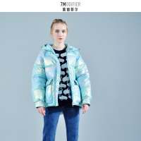 拉夏贝尔7M莫丽菲尔2020冬季棉服女炫彩亮面免洗面料9047M0430