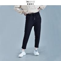 拉夏贝尔旗下7M莫丽菲尔2020宽松毛呢哈伦裤女秋冬9047M0384