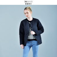 拉夏贝尔旗下7M莫丽菲尔2020韩版宽松菱形格棉衣女