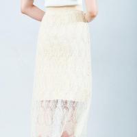 拉夏贝尔7M莫丽菲尔2020双面穿蕾丝针织半身裙秋冬女韩版复古高腰9047M0142