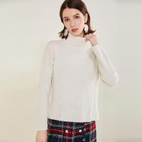 N拉夏贝尔Candies白色针织衫女士秋冬新款韩版宽松毛衫百搭长袖打底套头毛衣潮