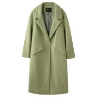 N拉夏贝尔冬季韩版学生显瘦外套翻领潮中长款宽松女百搭毛呢大衣72000726