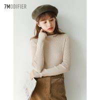 N拉夏贝尔春修身纯色套头毛衣女装新款韩版打底衫修身针织衫709D5046