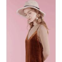 N拉夏贝尔春季韩版打底新款金丝绒吊带裙子V领裙女士连衣裙30084268