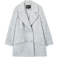 N拉夏贝尔毛呢外套女装冬季韩版加厚中长款羊毛赫本风学生呢子大衣