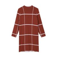 N拉夏贝尔毛衣连衣裙女士中长款韩版宽松圆领毛针织_143 S建议（80斤-105斤） 棕色