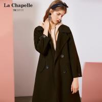 N拉夏贝尔韩版中长款毛呢外套女长袖系带收腰气双面呢羊毛大衣70010870
