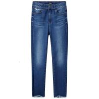 N拉夏贝尔高腰弹力牛仔裤女冬季新款裤子显瘦直筒长裤小脚裤打底裤