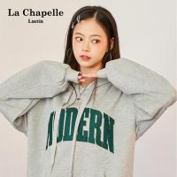 拉夏贝尔【苏】Laetia 宽松BF慵懒风连帽卫衣女2021年春季新款韩版上衣DZ50007