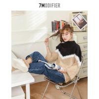 N7M莫丽菲尔韩版外穿上衣宽松学生圆领慵懒风拼接毛衣女70011566_721