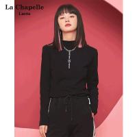 拉夏贝尔【苏】Laetia 字母刺绣半高领洋气打底衫春秋2021新款内搭长袖T恤DZ30018