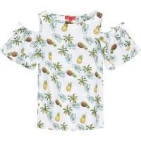 N7．Modifier韩版衬衫季新款荷叶边蝴蝶结水果图案印花心机chic上衣女_878 S 印花混色70010822